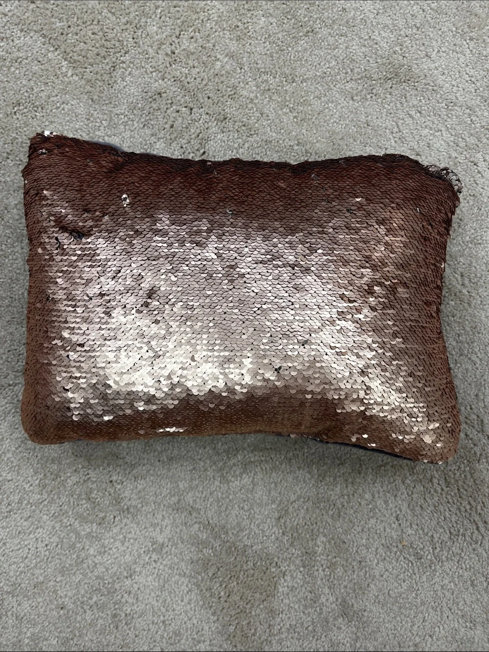Reversible Sequin Pillow in Rose Gold and Silver